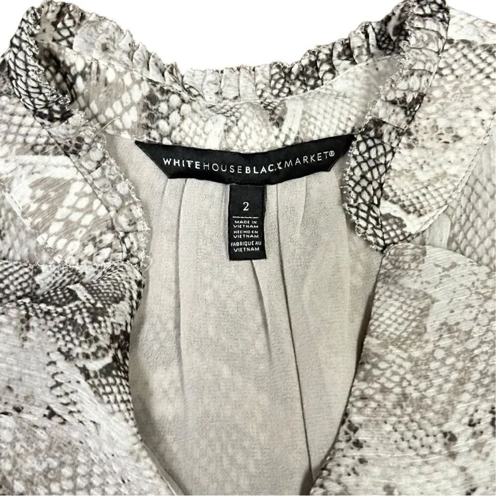 White House Black Market Snake Print Sleeveless Blouse Size 2 - Picture 7 of 12